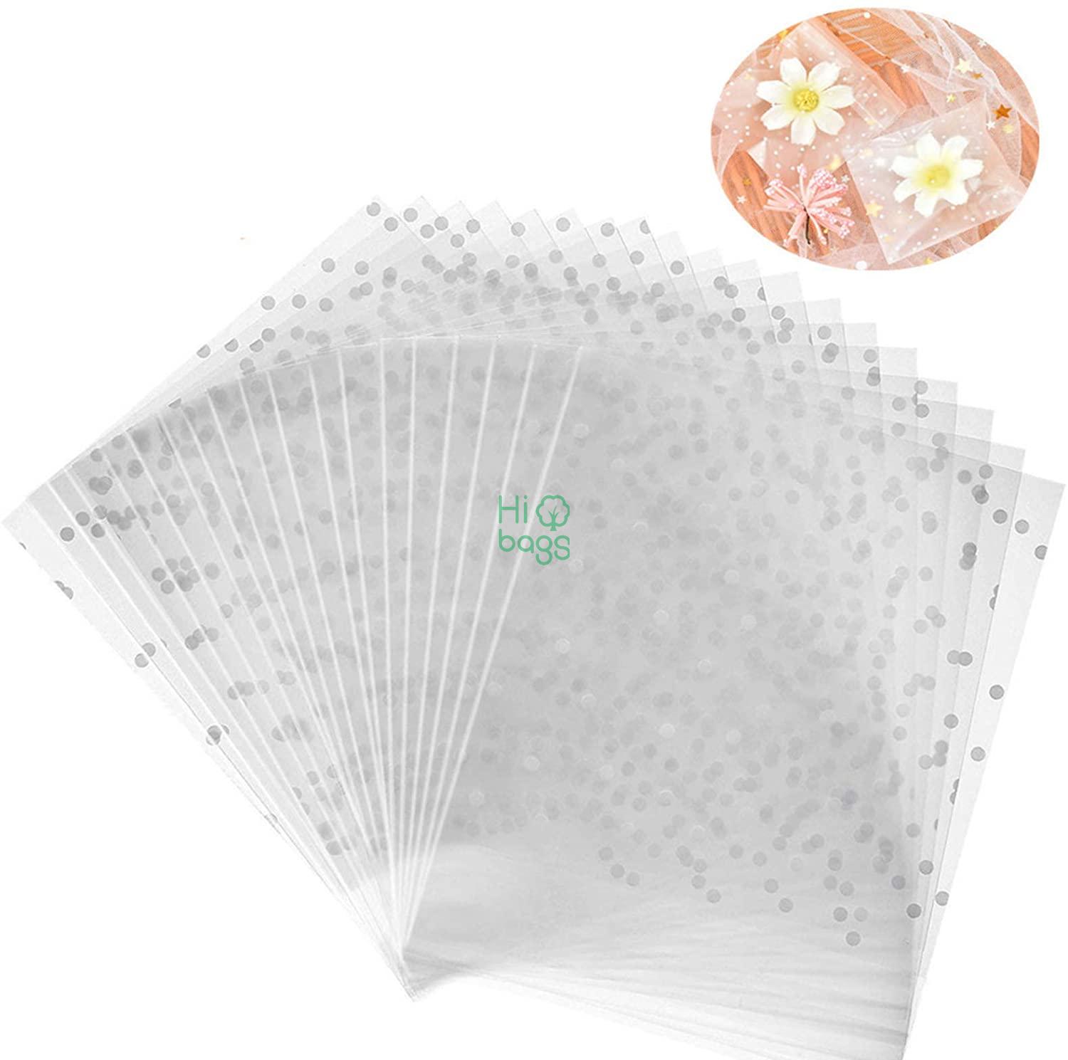 Self-Adhesive Candy Transparent Biscuit Bag White Polka Dot Transparent OPP Plastic Bag M